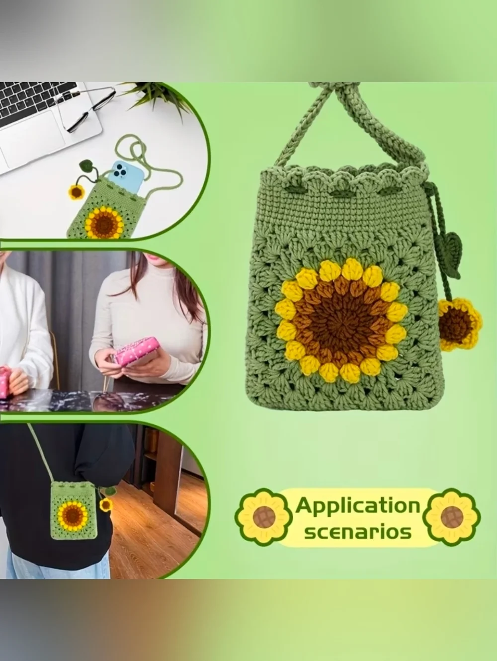 DIY Sunflower Crossbody Phone Bag Crochet For Beginners All Tools Included New
